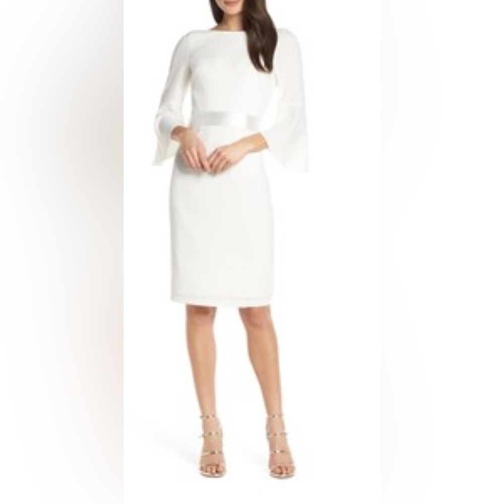 Chi Chi London Emma off white low cut back mini pencil dress size 12